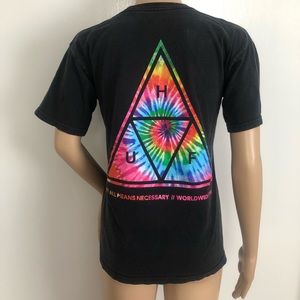 HUF Rainbow Tie Dye Pyramid Tee Shirt Skater Tee